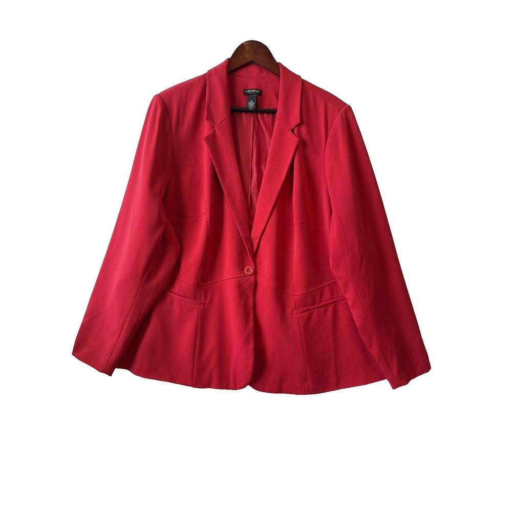 Lane Bryant Red One Button Notch Collar Career Stretch Blazer Plus Size 28 Chic